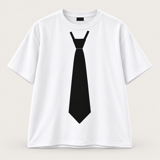 T-shirt blanc · Cravate noire — face avant